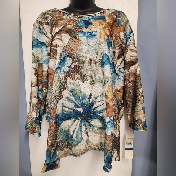 NWT ALFRED DUNNER Walnut Grove Floral-Print Top XL - Picture 3 of 12